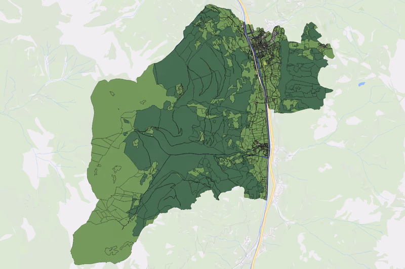 Kartenvorschau des Bodenverbrauchs der KG Dorfgastein