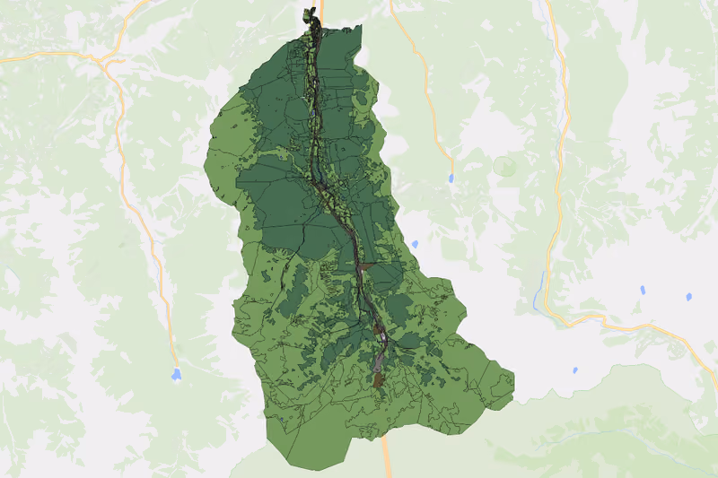 Kartenvorschau des Bodenverbrauchs der KG Flachau