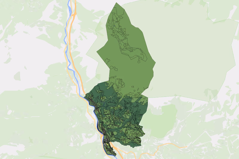 Kartenvorschau des Bodenverbrauchs der KG Dorfwerfen