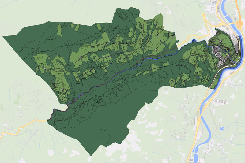 Kartenvorschau des Bodenverbrauchs der KG Haidberg
