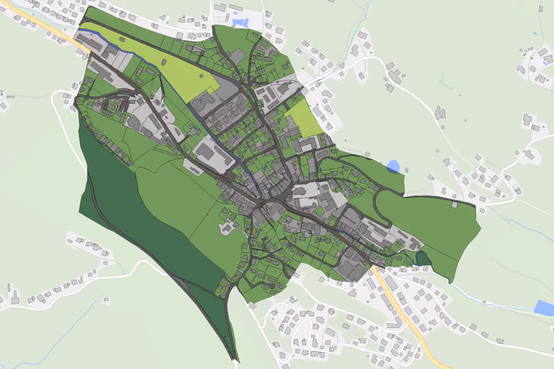 Kartenvorschau des Bodenverbrauchs der KG Abtenau Markt
