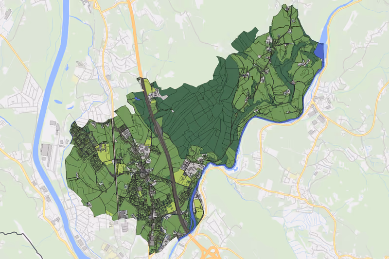 Kartenvorschau des Bodenverbrauchs der KG Oberalm I