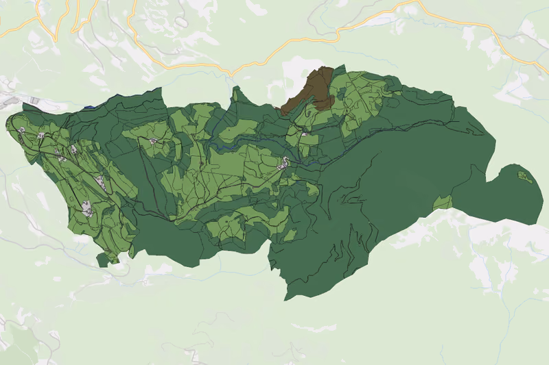 Kartenvorschau des Bodenverbrauchs der KG Voregg