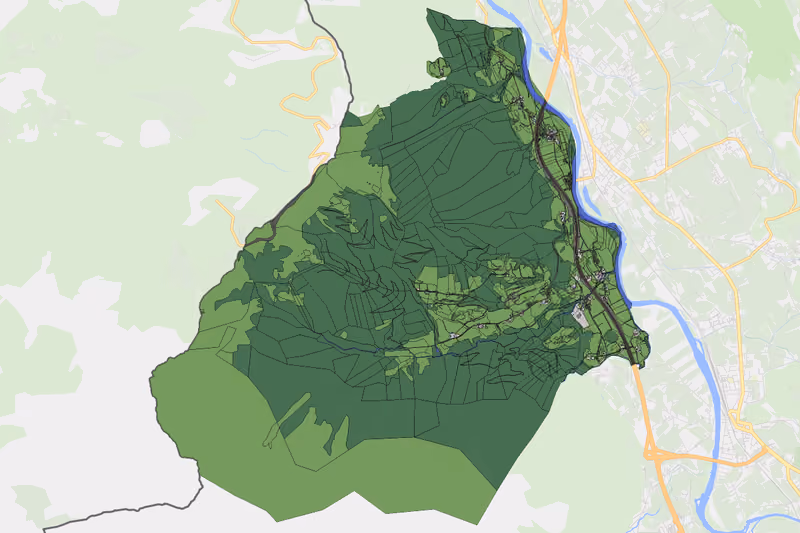 Kartenvorschau des Bodenverbrauchs der KG Weissenbach