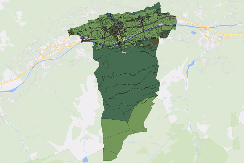 Kartenvorschau des Bodenverbrauchs der KG Mühlbach