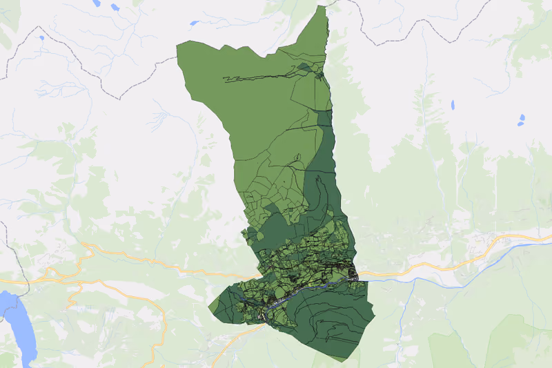 Kartenvorschau des Bodenverbrauchs der KG Wald
