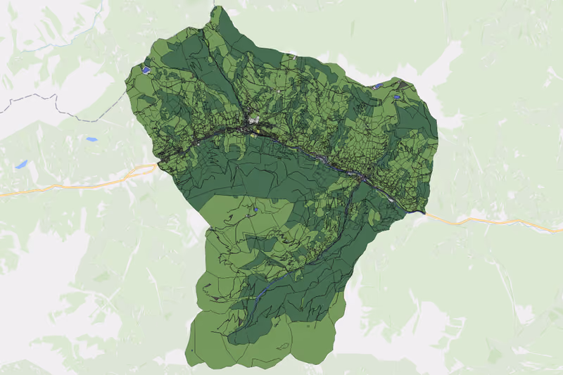 Kartenvorschau des Bodenverbrauchs der KG Saalbach