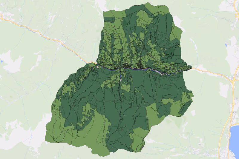 Kartenvorschau des Bodenverbrauchs der KG Viehhofen