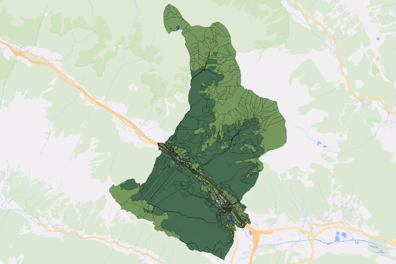 Kartenvorschau des Bodenverbrauchs der KG Oberweissburg