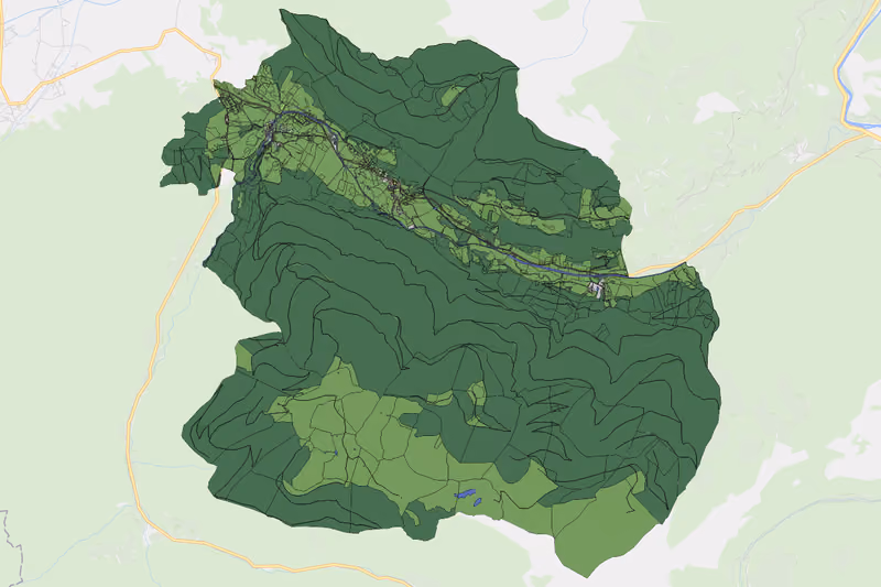 Kartenvorschau des Bodenverbrauchs der KG Thomatal