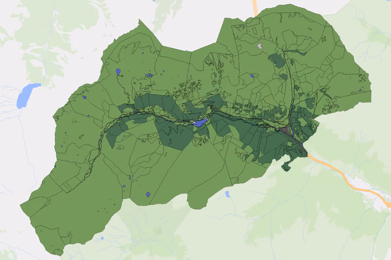 Kartenvorschau des Bodenverbrauchs der KG Wald