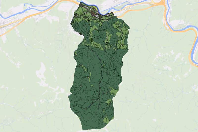 Kartenvorschau des Bodenverbrauchs der KG Oberaich