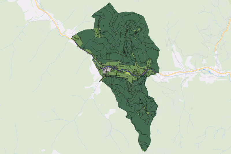 Kartenvorschau des Bodenverbrauchs der KG Oberdorf-Niederdorf