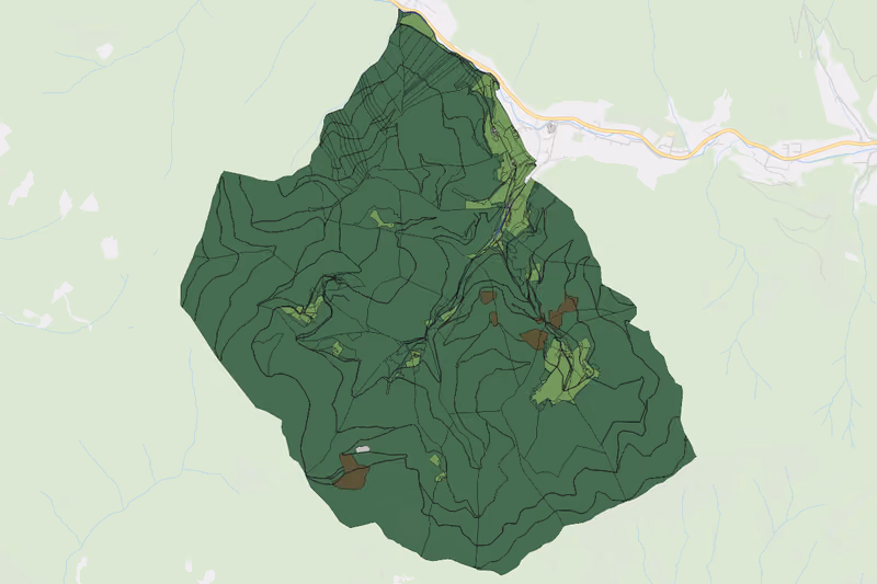 Kartenvorschau des Bodenverbrauchs der KG Obertal