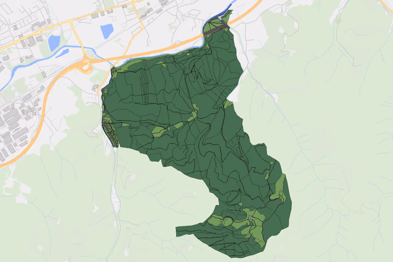 Kartenvorschau des Bodenverbrauchs der KG Sonnleiten