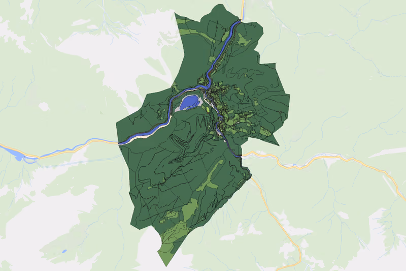 Kartenvorschau des Bodenverbrauchs der KG Hieflau