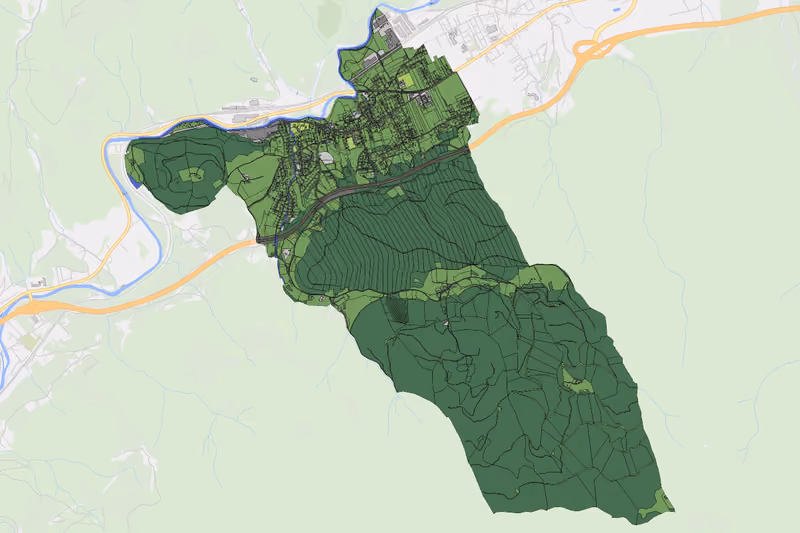 Kartenvorschau des Bodenverbrauchs der KG Wartberg