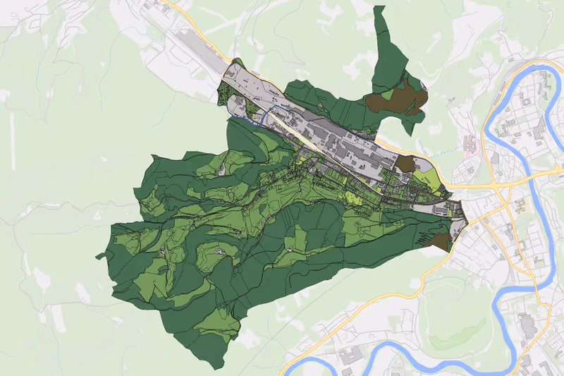 Kartenvorschau des Bodenverbrauchs der KG Donawitz