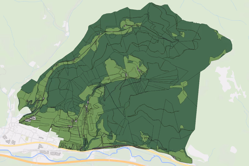 Kartenvorschau des Bodenverbrauchs der KG Eselberg