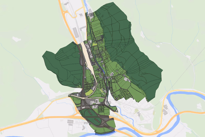 Kartenvorschau des Bodenverbrauchs der KG Liesingthal