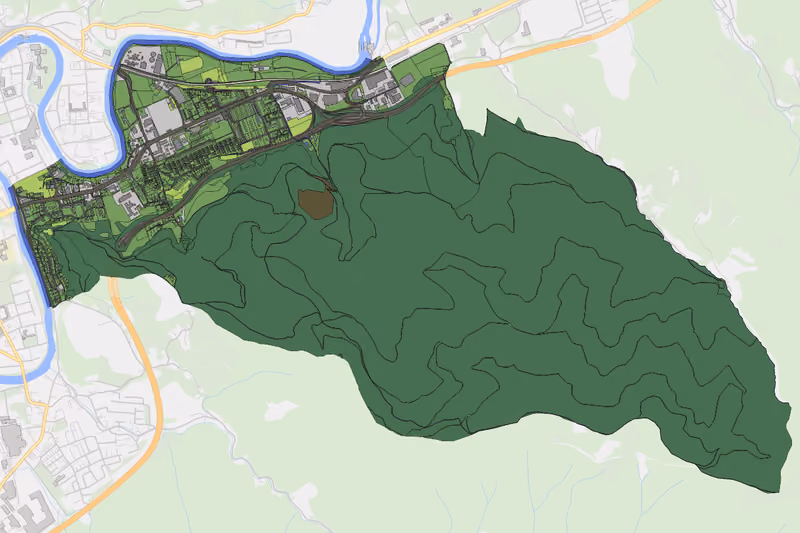 Kartenvorschau des Bodenverbrauchs der KG Mühltal