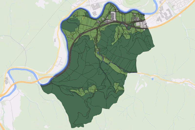 Kartenvorschau des Bodenverbrauchs der KG Prettach