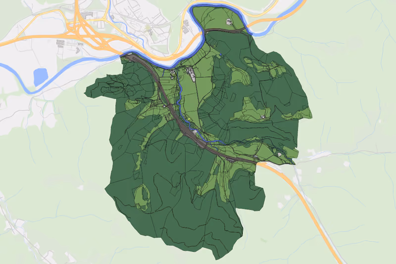 Kartenvorschau des Bodenverbrauchs der KG Vorderlainsach