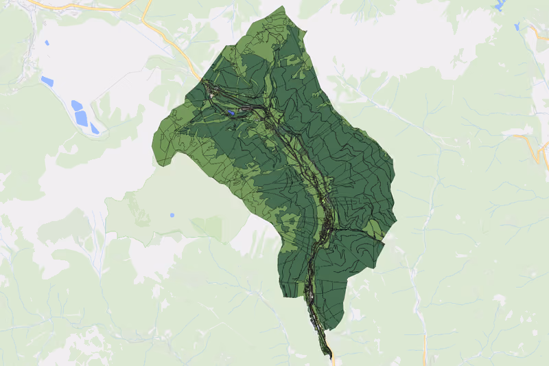 Kartenvorschau des Bodenverbrauchs der KG Vordernberg