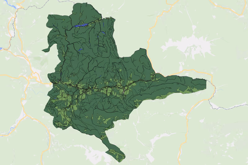Kartenvorschau des Bodenverbrauchs der KG Halltal