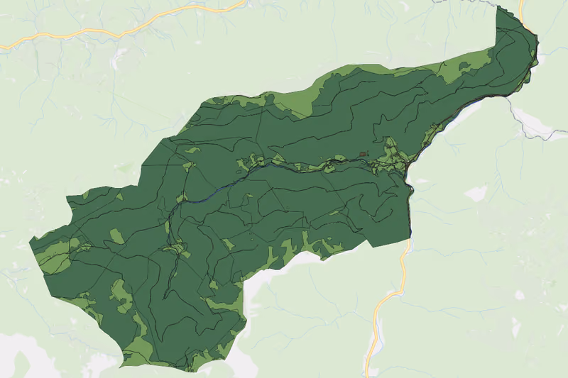 Kartenvorschau des Bodenverbrauchs der KG Frein an der Mürz