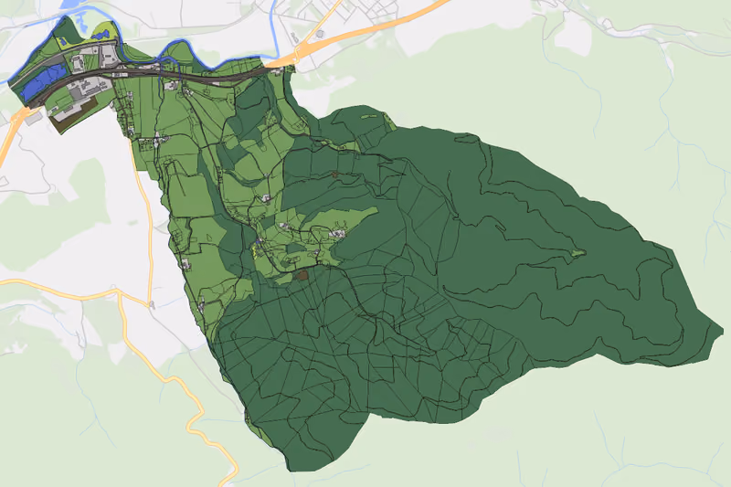 Kartenvorschau des Bodenverbrauchs der KG Langenwang-Schwöbing