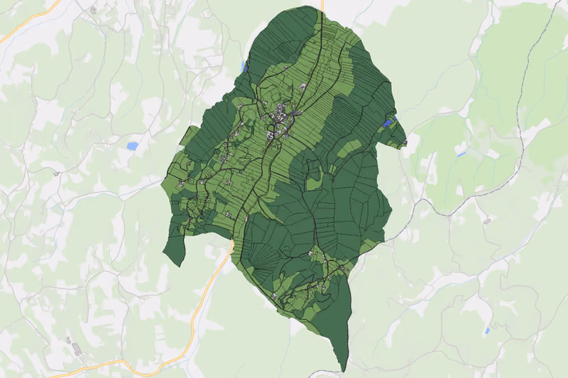 Kartenvorschau des Bodenverbrauchs der KG Petersdorf I