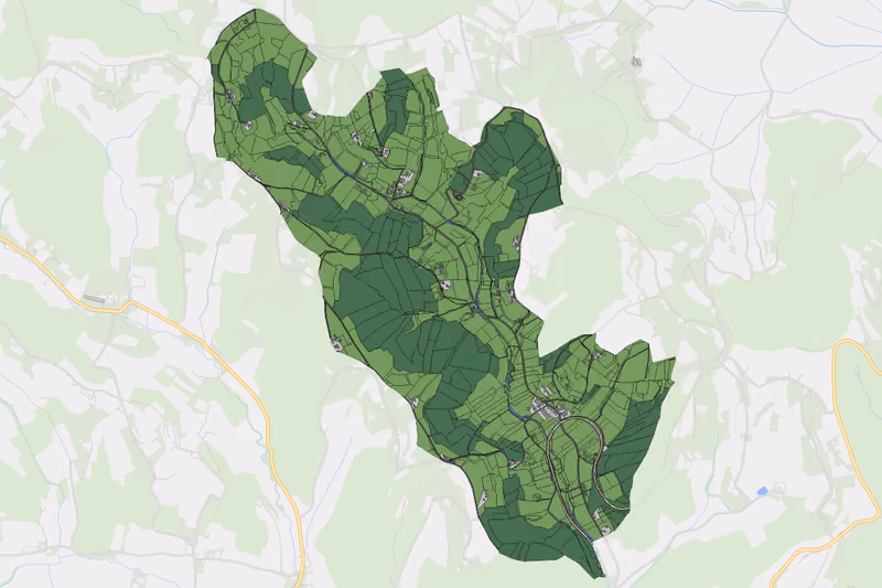 Kartenvorschau des Bodenverbrauchs der KG Tiefenbach