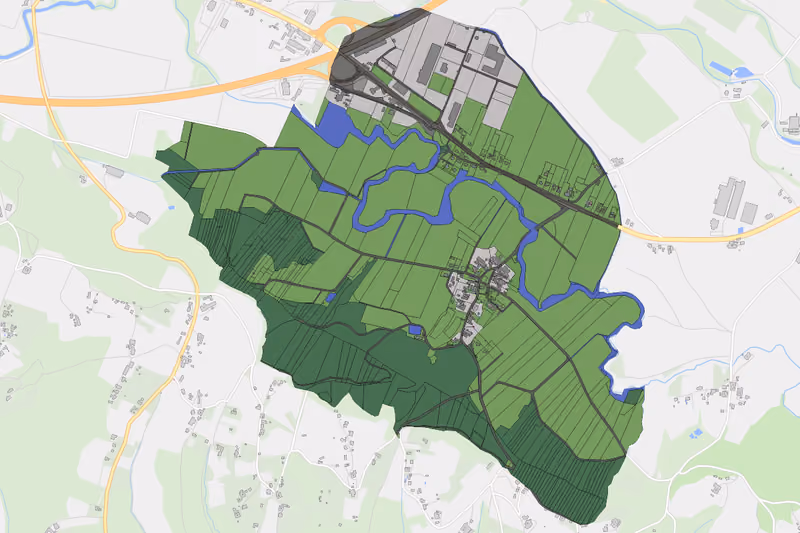 Kartenvorschau des Bodenverbrauchs der KG Hainfeld