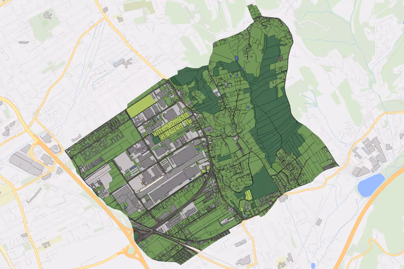 Kartenvorschau des Bodenverbrauchs der KG Graz Stadt-Messendorf