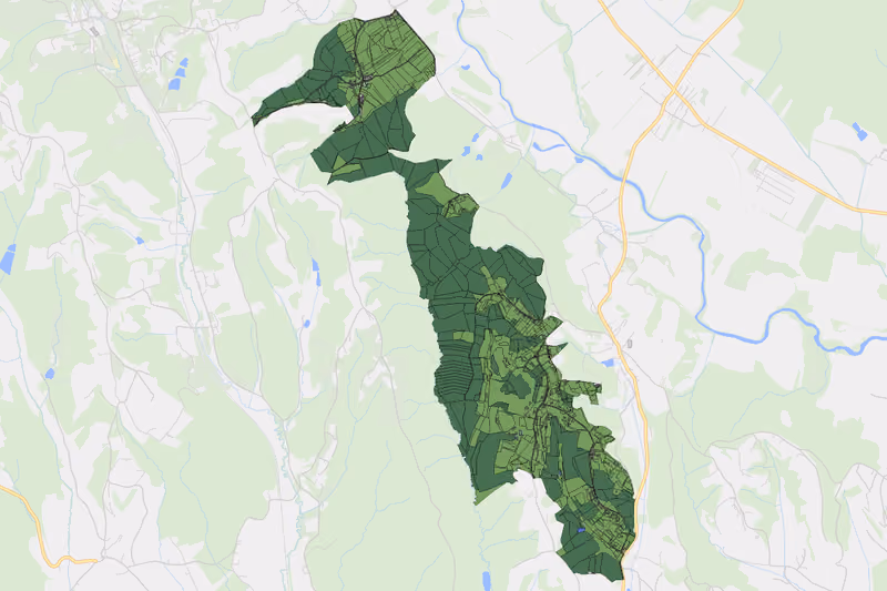 Kartenvorschau des Bodenverbrauchs der KG Wuschan
