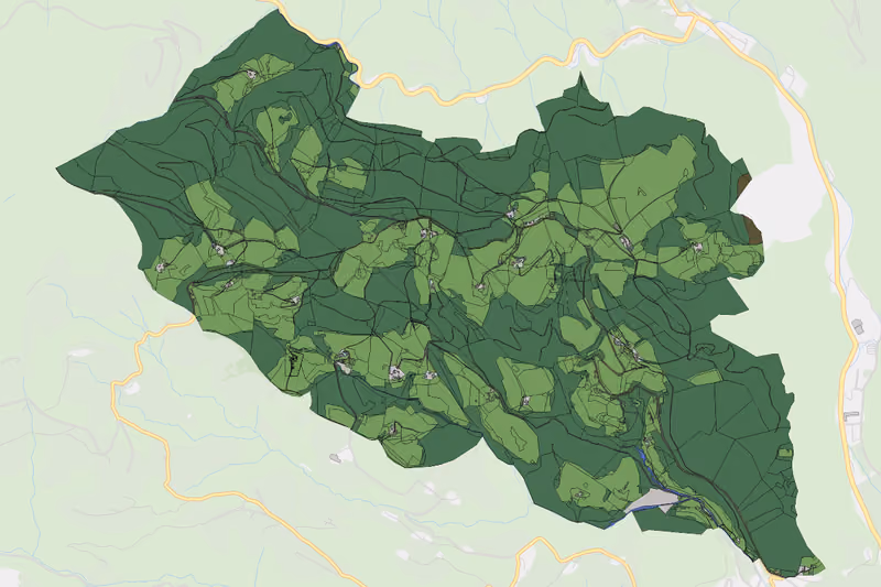 Kartenvorschau des Bodenverbrauchs der KG Kirchberg