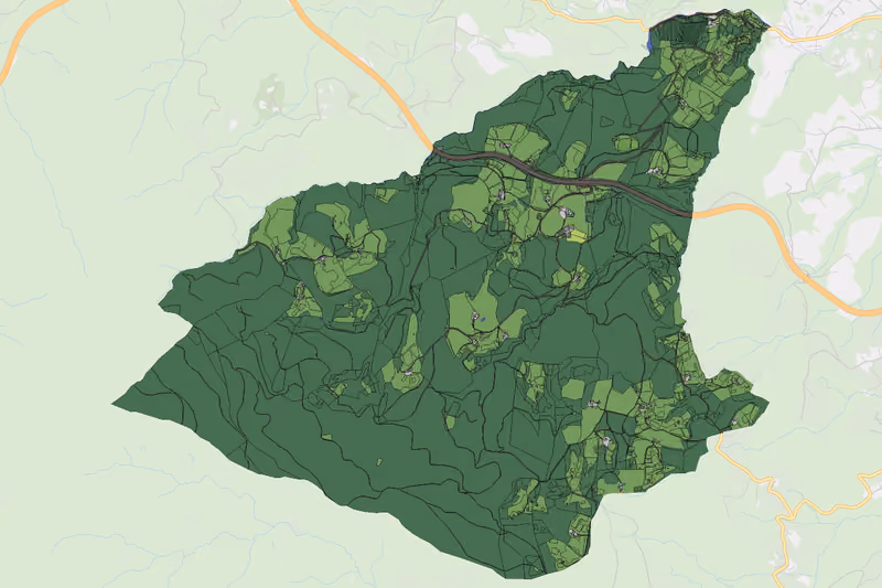 Kartenvorschau des Bodenverbrauchs der KG Oberwald