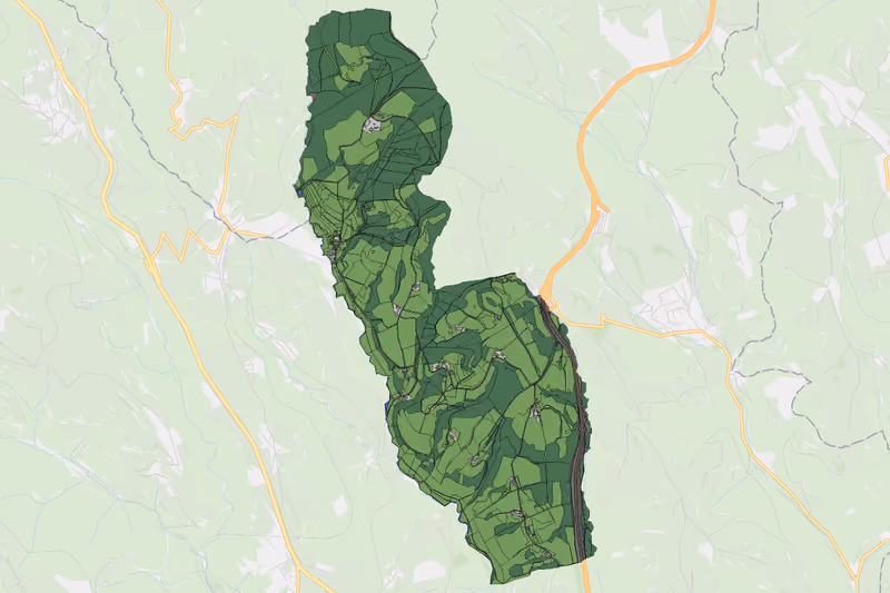 Kartenvorschau des Bodenverbrauchs der KG Anger