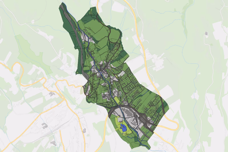 Kartenvorschau des Bodenverbrauchs der KG Pinggau