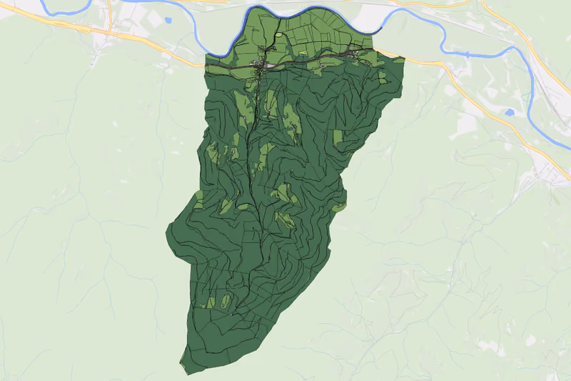 Kartenvorschau des Bodenverbrauchs der KG Wöll