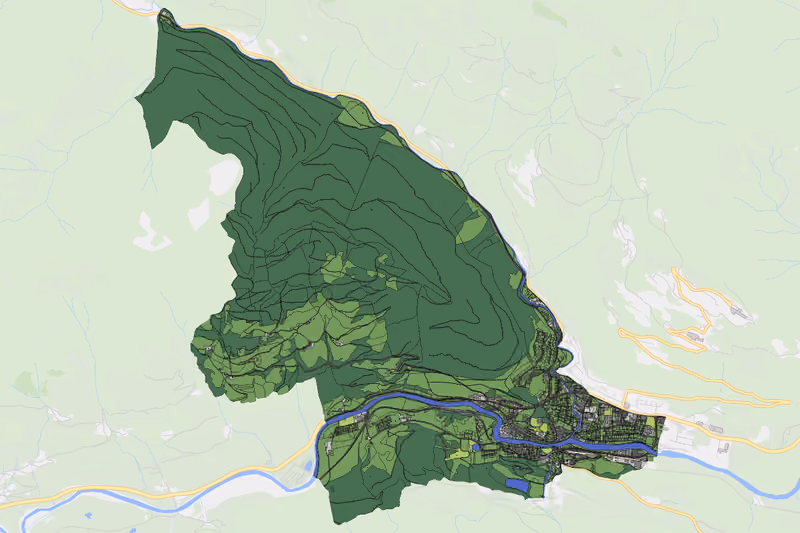 Kartenvorschau des Bodenverbrauchs der KG Murau