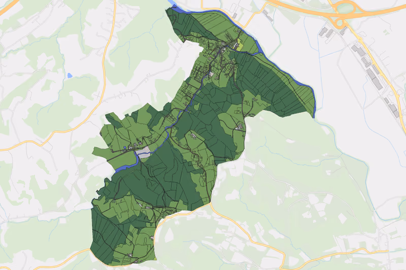 Kartenvorschau des Bodenverbrauchs der KG Urscha