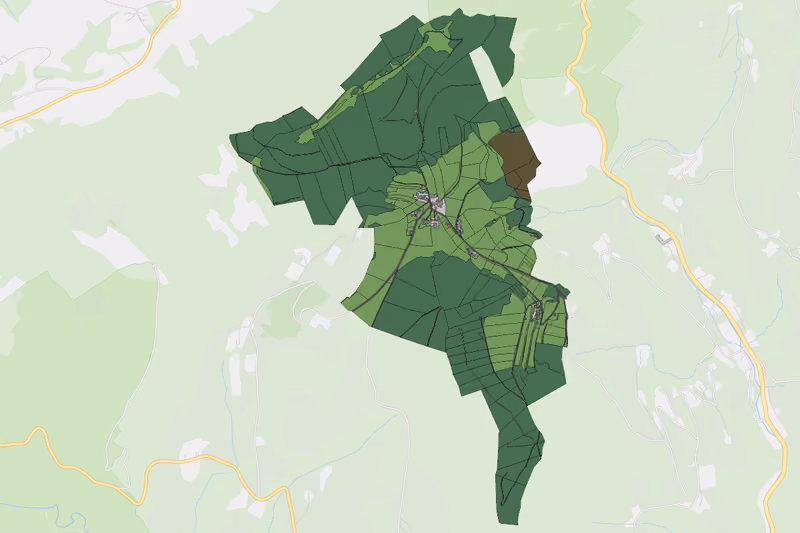 Kartenvorschau des Bodenverbrauchs der KG Gschaid bei Weiz