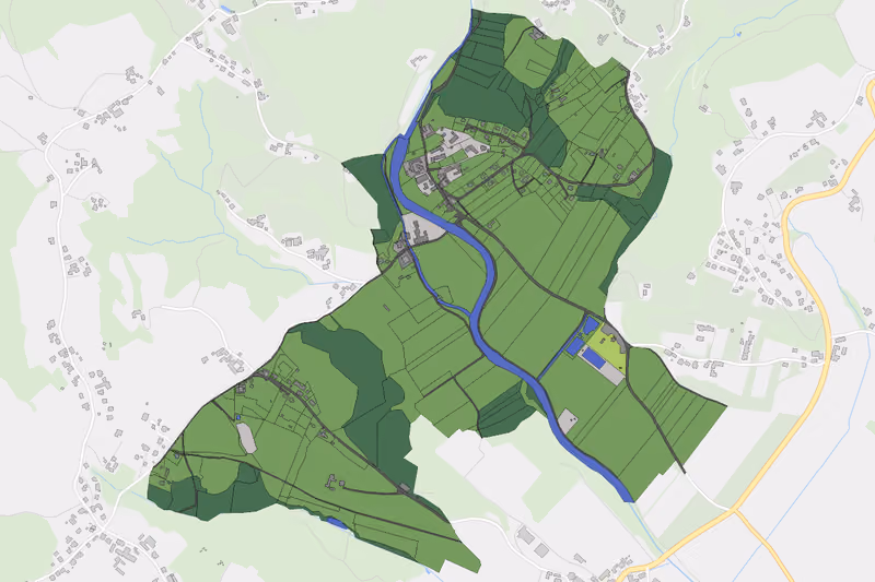 Kartenvorschau des Bodenverbrauchs der KG Oberdorf bei Stadl