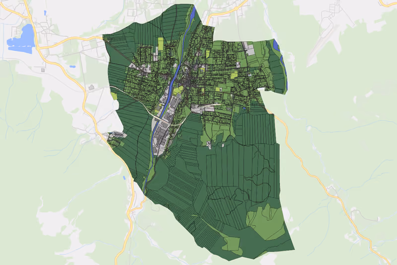 Kartenvorschau des Bodenverbrauchs der KG Ferlach