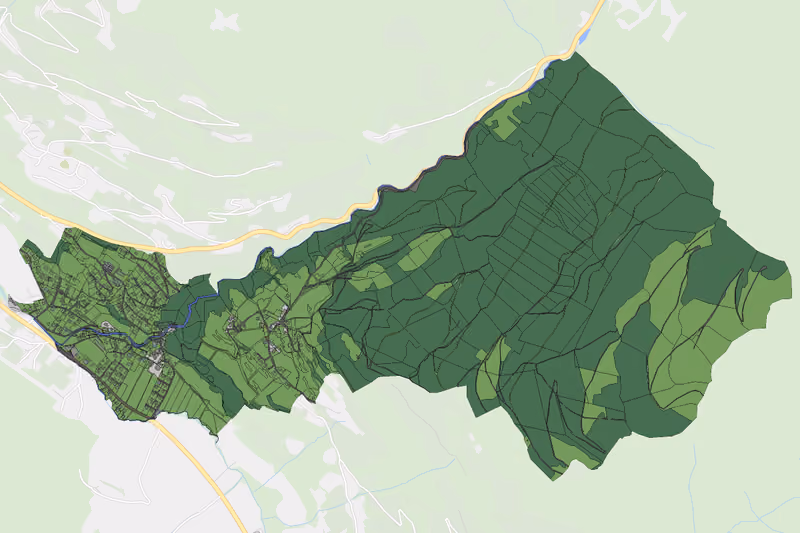 Kartenvorschau des Bodenverbrauchs der KG Tweng