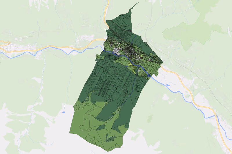 Kartenvorschau des Bodenverbrauchs der KG Obervellach