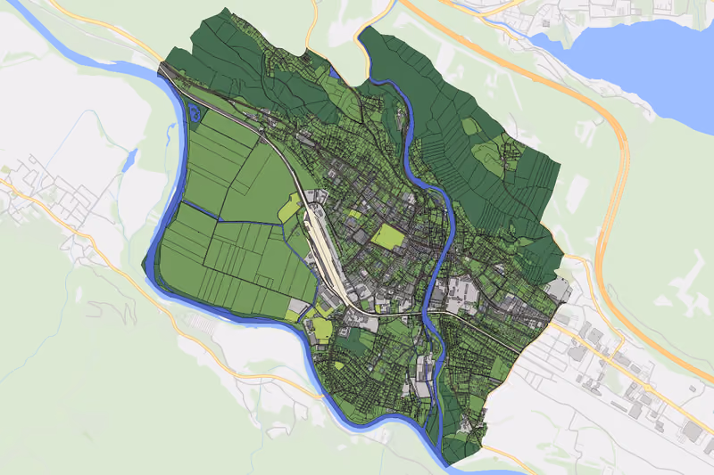 Kartenvorschau des Bodenverbrauchs der KG Spittal an der Drau