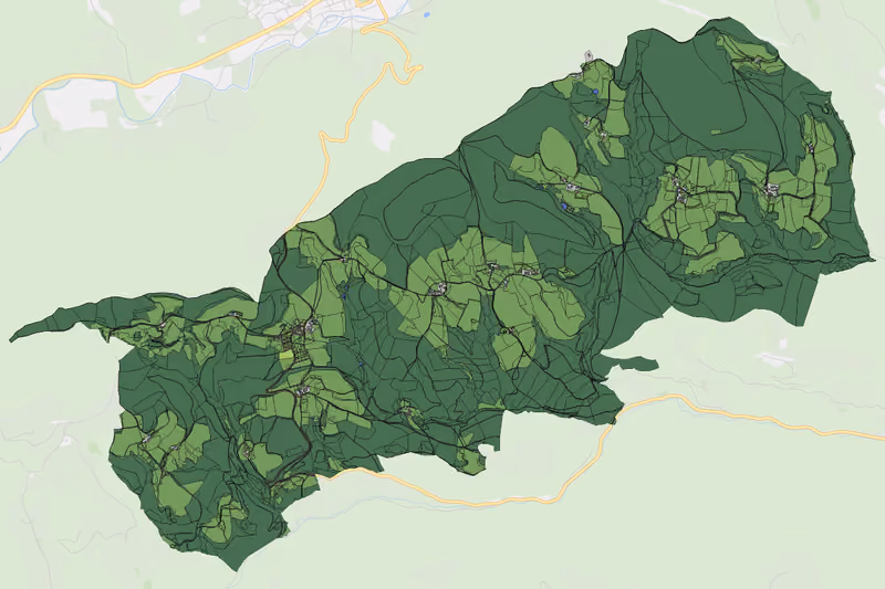Kartenvorschau des Bodenverbrauchs der KG Pisweg